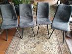 Vier stoelen. Velours stof. Grijs., Ophalen, Gebruikt, Vier, Stof