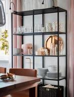 Zwarte Metalen StellingKast Met GlasPlaten. Zgan., Ophalen, Zo goed als nieuw