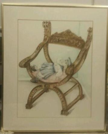  antieke stoel met een pop Marijke van Lammeren-Dogterom beschikbaar voor biedingen