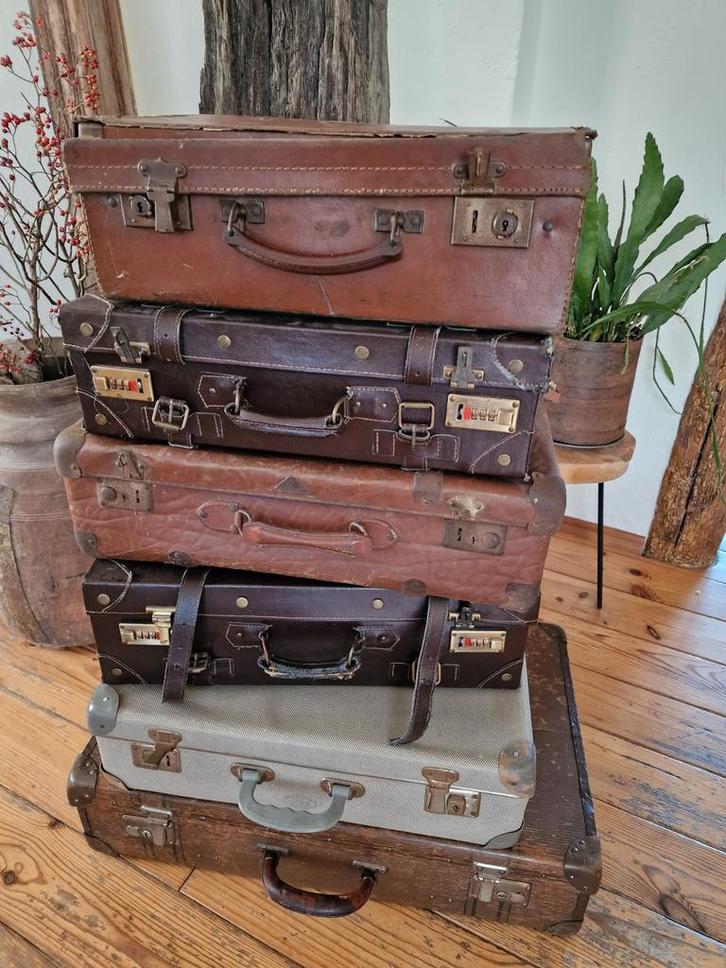 Oude Vintage Reiskoffers - Set van 6, Antiek en Kunst, Curiosa en Brocante, Ophalen