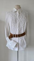 Pauw 0039 Italy blouse met ruches 40 42 44, Wit, Maat 42/44 (L), Pauw, Ophalen of Verzenden