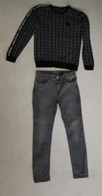 Stoere grijs-zwarte CRUSH DENIM sweater draagmaat 146-152., Jongen, Crush Denim, Trui of Vest, Zo goed als nieuw