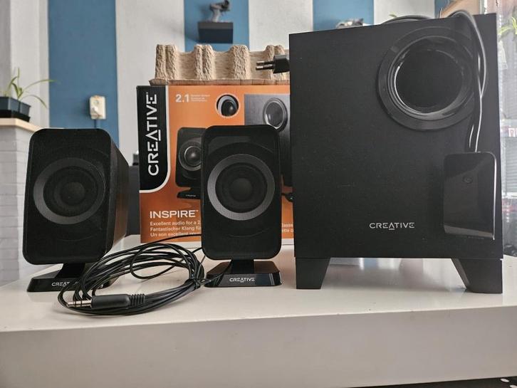 Creative Inspire T3130 – 2.1 Speakerset – Compleet, Computers en Software, Pc speakers, Gebruikt, Audiokanaal 2.1, Ophalen of Verzenden