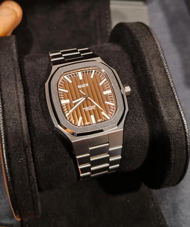 Maen Manhattan 37, Sieraden, Tassen en Uiterlijk, Horloges | Heren, Nieuw, Polshorloge, Overige merken, Staal, Staal, Ophalen of Verzenden