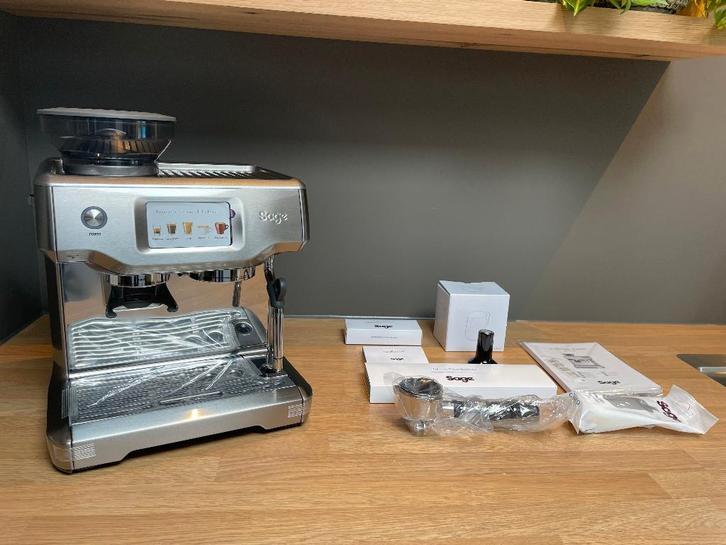 Sage Barista Touch Stainless Steel Espressomachine, Garantie, Witgoed en Apparatuur, Koffiezetapparaten, Zo goed als nieuw, Koffiebonen