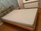 Compleet Ikea houten bed, lattenbodems, goede matras 140x200, Wit, Tweepersoons, Zo goed als nieuw, Hout
