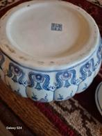 Oude porseleinen pompoen met deksel, blauw/wit, Antiek en Kunst, Antiek | Keramiek en Aardewerk, Ophalen of Verzenden