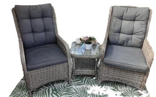 terras stoelen + bijzettafel, Tuin en Terras, Tuinsets en Loungesets, Zo goed als nieuw, Loungeset, Kunststof, 2 zitplaatsen, Bijzettafel