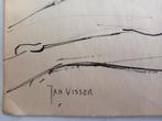 Jan Visser tekening liggende jongen jaren veertig, Antiek en Kunst, Ophalen of Verzenden