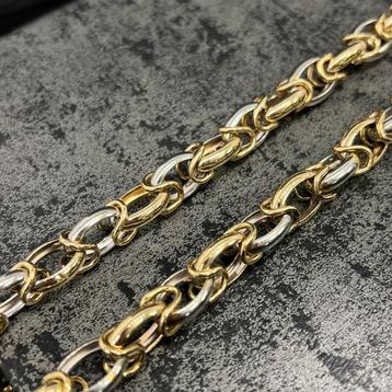 14 karaats gouden ketting prachtig schakel dik bicolour beschikbaar voor biedingen