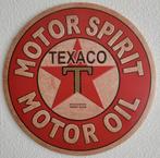 Texaco motor spirit oil rond reclamebord van metaal wandbord