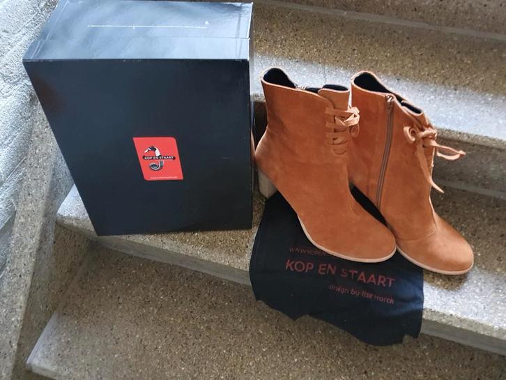 Nieuw! Kop en Staart cognac laarsjes maat 42, Kleding | Dames, Schoenen, Nieuw, Lage of Enkellaarzen, Bruin, Verzenden