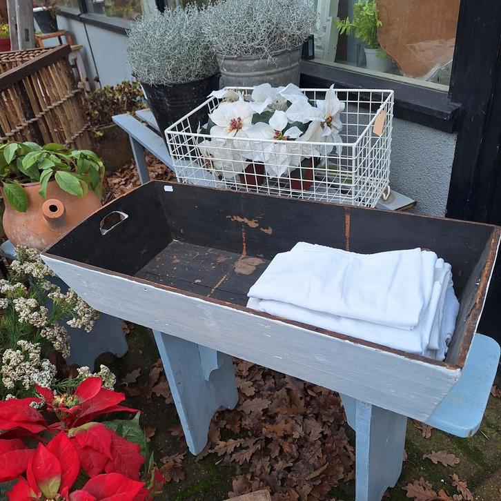 Grote brocante mangelbak - 72x33x15 cm, Antiek en Kunst, Antiek | Woonaccessoires, Ophalen