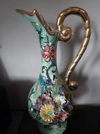 H. BEQUET; Vintage Keramische Vaas met Bloemen, Antiek en Kunst, Ophalen of Verzenden