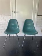 Set van Vitra Eames DSX eetkamerstoel verchroomd turquoise, Ophalen of Verzenden, Gebruikt, Wit, Twee