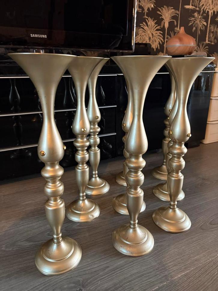 9 Gouden Kandelaar met Diamanten - Bruiloft Decoratie, Huis en Inrichting, Woonaccessoires | Kandelaars en Kaarsen, Nieuw, Kandelaar