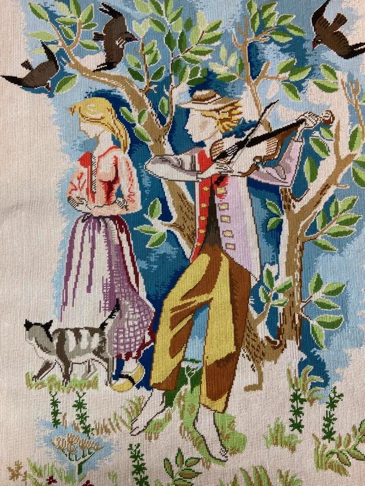 Art Deco Borduurwerk 1920 - 110x85cm, Antiek en Kunst, Antiek | Kleden en Textiel, Ophalen of Verzenden