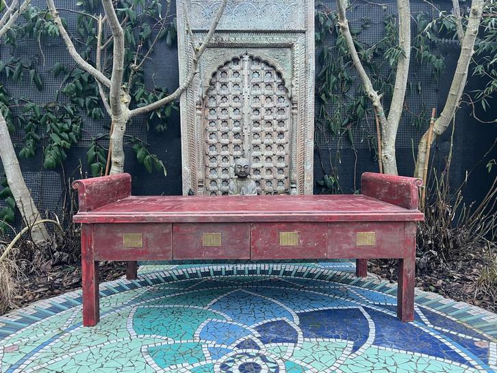 Chinese houten bank chinees bankje aziatisch groot model, Huis en Inrichting, Krukjes, Gebruikt, Hout, Ophalen of Verzenden