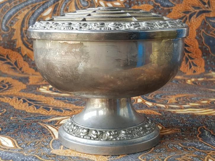Originele oude silverplate rose bowl uit Engeland 14,7 cm., Antiek en Kunst, Antiek | Vazen, Ophalen of Verzenden