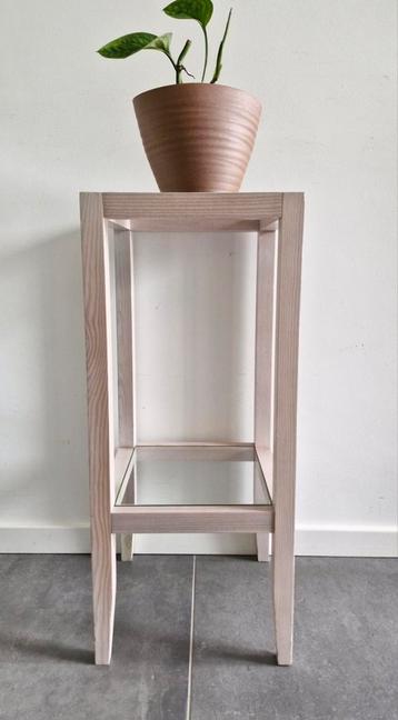 Plantentafel, bijzettafel, wit hout, 2 glasplaatjes beschikbaar voor biedingen