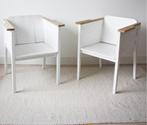 2 x Piet Hein eek look a like eetkamerstoelen wit perfect, Huis en Inrichting, Stoelen, Ophalen, Twee, Wit, Hout