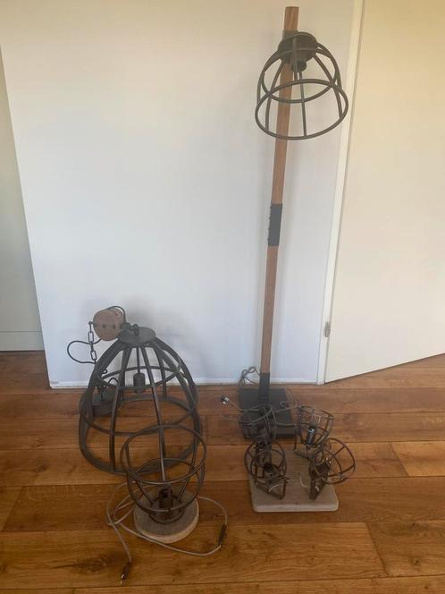 Qazqa vierdelige (4) lampenset industrieel, Huis en Inrichting, Lampen | Vloerlampen, Zo goed als nieuw, 100 tot 150 cm, Overige materialen