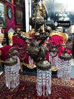 Groot kroonluchter kristal antiek barok engelen beeld brons