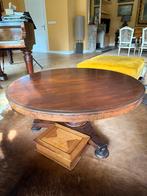 Antieke ronde houten salontafel, Ophalen