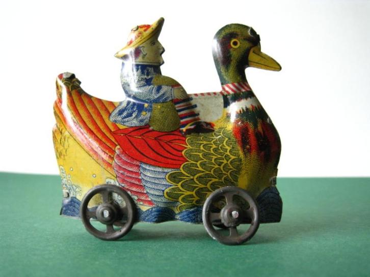 Blikken Penny Toy man op eend Japan 1910, Antiek en Kunst, Antiek | Speelgoed, Ophalen of Verzenden