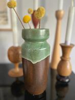 Vaas West-Germany vintage groen bruin, Huis en Inrichting, Woonaccessoires | Vazen, Overige kleuren, Aardewerk of Porselein, Ophalen of Verzenden