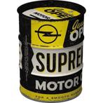 Opel Supreme motor oil reclame oil barrel spaarpot metaal, Ophalen of Verzenden, Nieuw, Auto's