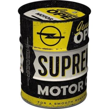 Opel Supreme motor oil reclame oil barrel spaarpot metaal  beschikbaar voor biedingen