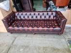 Chesterfield bank modern bruin rood + GRATIS BEZORGD, Chesterfield, Rechte bank, Leer, Ophalen of Verzenden