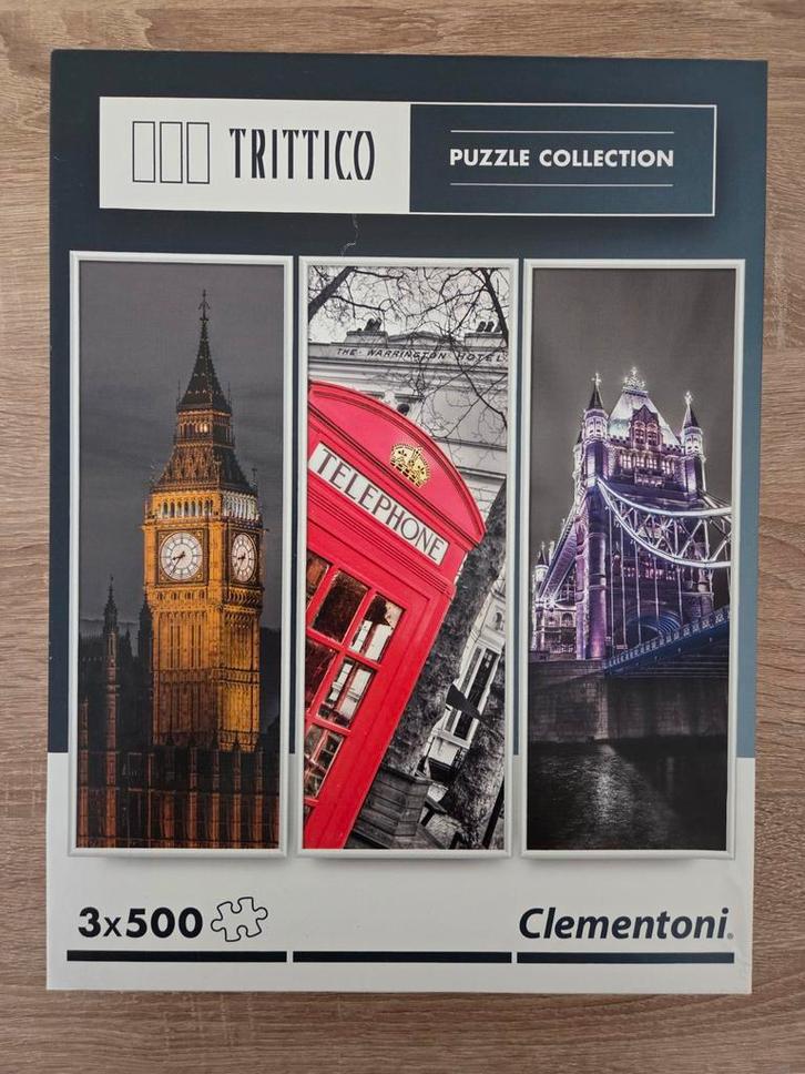 3 Puzzels in 1 Doos - Londen Thema, Hobby en Vrije tijd, Denksport en Puzzels, Zo goed als nieuw, Legpuzzel, 500 t/m 1500 stukjes