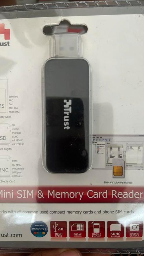 Trust 39-in-1 Mini SIM & Memory Card Reader CR-1370p, Computers en Software, Geheugenkaartlezers, Nieuw, Ophalen of Verzenden