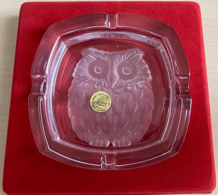 Kristallen asbak met uil, Antiek en Kunst, Antiek | Glas en Kristal, Ophalen of Verzenden
