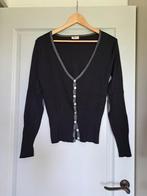 Prachtig zwart vestje met zilverkleurige glitterranden, mt S, Zwart, Casual Ladies, Ophalen of Verzenden, Zo goed als nieuw