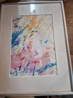 Kleurrijke tekening in lijst, Antiek en Kunst, Ophalen