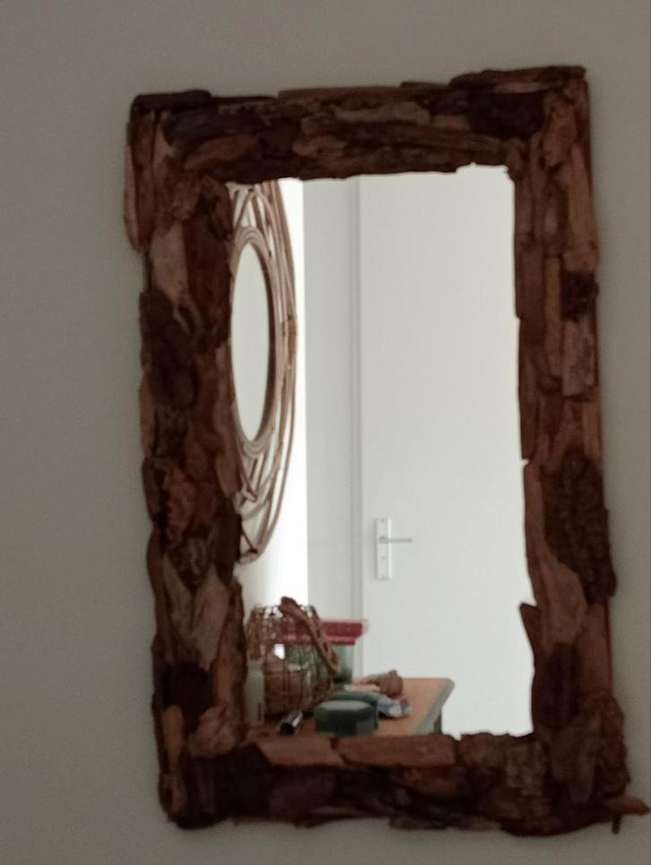 Handgemaakte spiegel met drijfhout - 73x47cm, Huis en Inrichting, Woonaccessoires | Spiegels, Minder dan 50 cm, Minder dan 100 cm