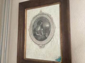 tekening van meisje Eveleen in mooie houten lijst beschikbaar voor biedingen