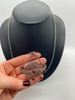 B212 Prachtige vintage zilveren ketting bloedkoraal, Ophalen of Verzenden, Zilver, Ketting, Met edelsteen