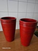 Rode bloempotten, Tuin en Terras, Bloempotten, Ophalen, Rond, Binnen, Zo goed als nieuw