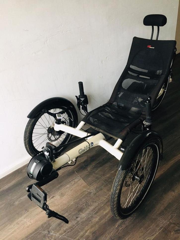 E- Ligfiets/Driewieler: HP Velotechnik Gekko opvouwbaar, Fietsen en Brommers, Fietsen | Driewielfietsen, Zo goed als nieuw, Ophalen of Verzenden