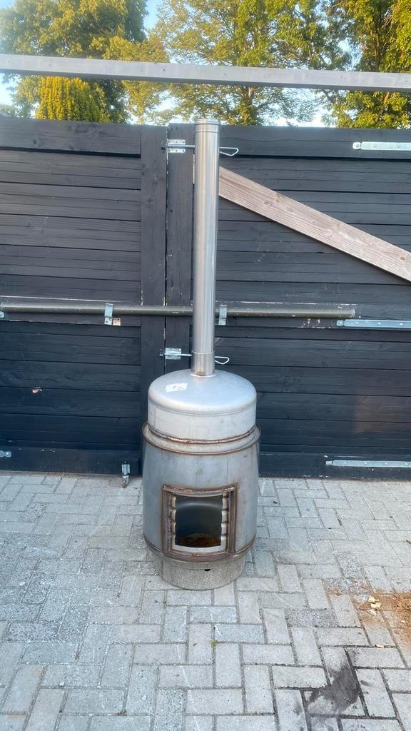 RVS Houtgestookte Zwembadkachel  – tot 100.000 liter, Tuin en Terras, Zwembad-toebehoren, Zo goed als nieuw, Verwarming, Ophalen of Verzenden
