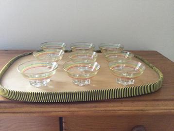 9 retro vintage bowl glaasjes uit de jaren 60, sixties  beschikbaar voor biedingen