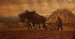 Prachtig schilderij van Herman Gouwe,  trekpaarden  in Haïti, Antiek en Kunst, Ophalen