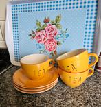 3 Theekoppen met opschrift 'Tea', Gebruikt, Keramiek, Ophalen of Verzenden, Overige stijlen