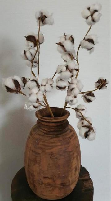 Pot kruik nepalese pot xl hoogte 32 cm hout houtsnijwerk oud beschikbaar voor biedingen