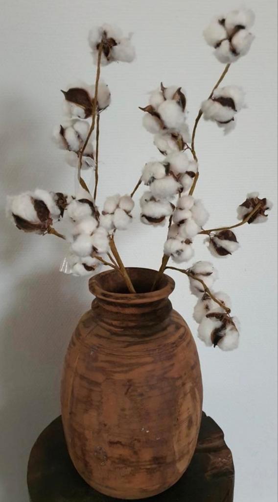 Pot kruik nepalese pot xl hoogte 32 cm hout houtsnijwerk oud, Huis en Inrichting, Woonaccessoires | Vazen, Zo goed als nieuw, Overige kleuren
