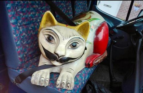 Papier-marche kat, beschilderd, decor van Circus Boltini!, Antiek en Kunst, Kunst | Beelden en Houtsnijwerken, Ophalen